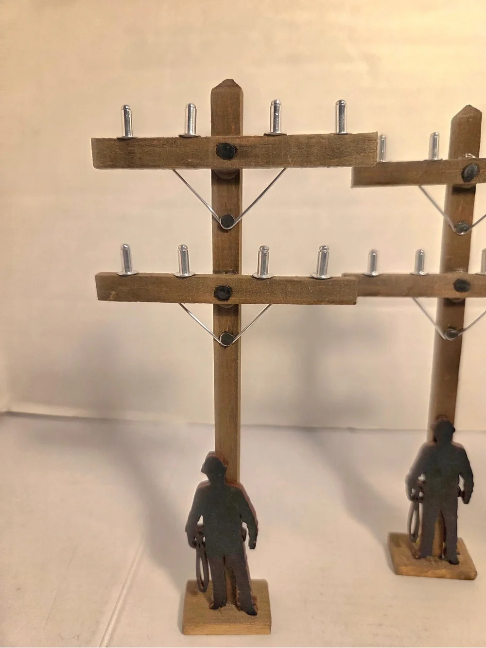 4 LINEMAN POLE & Silhouette Climber | cake decoration | 12” Miniature Decor